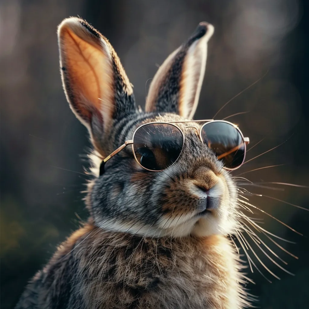 A cool rabbit wearing sunglasses representing a fast, effective company approach to product announcements